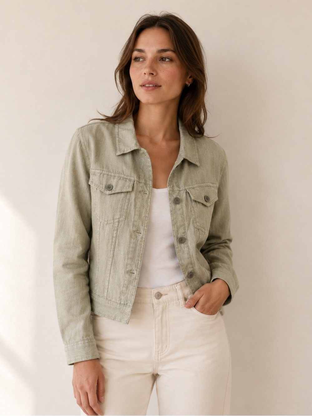 🎉LAST PIECE🎉JNY JONES NEW YORK Linen And Lyocell‎ Blend Jean Jacket